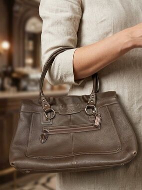 Coach Penelope Shoulder Bag Brown Pebbled Leather